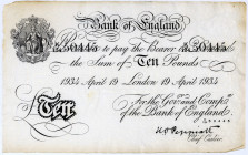 GROSSBRITANNIEN, Bank of England, 10 Pounds 19.04.1934, London. Deutsche Fälschung (Aktion Bernhard).
II
Pick 329