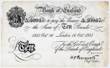 GROSSBRITANNIEN, Bank of England, 10 Pounds 16.10.1935, London. Deutsche Fälschung (Aktion Bernhard).
II-
Pick 336