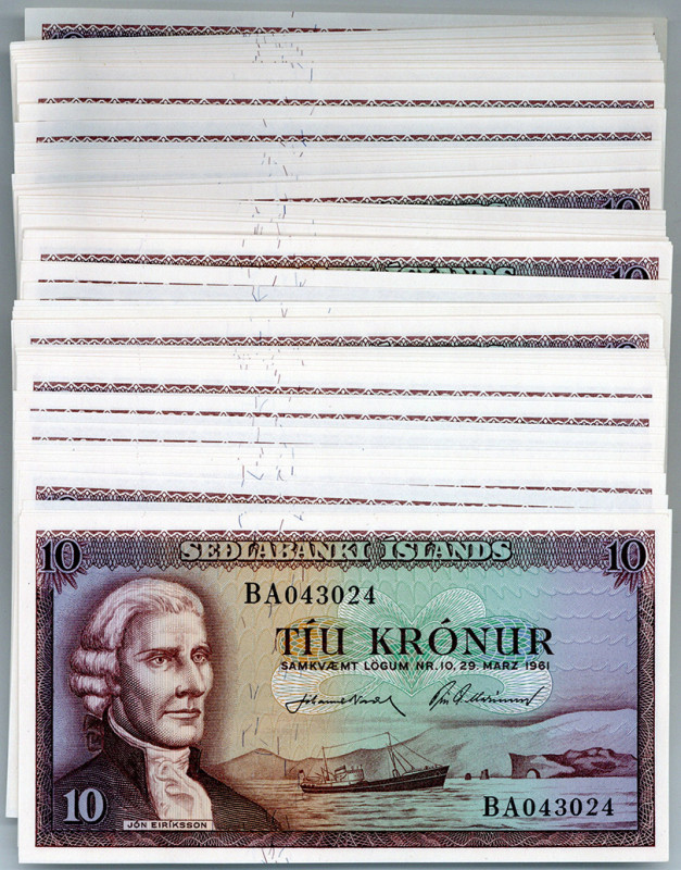 ISLAND, Sedlabanki Islands, 84x 10 Kronur 29.03.1961, Uschr.34, Rs.mit "Ö".
I/I...