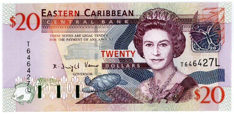 OSTKARIBISCHE STAATEN, East Caribbean Central Bank, 20 Dollars ND (2003), St.Luc...
