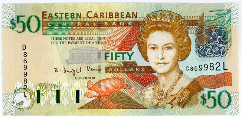 OSTKARIBISCHE STAATEN, East Caribbean Central Bank, 50 Dollars ND (2003), St.Luc...