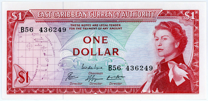 OSTKARIBISCHE STAATEN, East Caribbean Currency Authority, 1 Dollar ND (1965).
I...