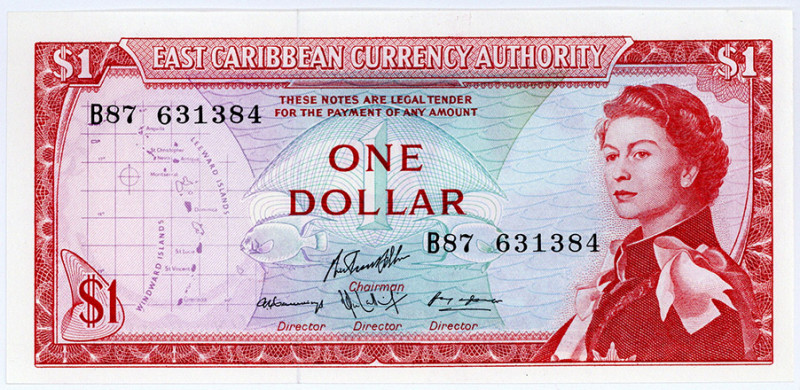 OSTKARIBISCHE STAATEN, East Caribbean Currency Authority, 1 Dollar ND(1965).
I...