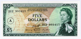 OSTKARIBISCHE STAATEN, East Caribbean Currency Authority, 5 Dollars ND(1965), Antigua.
I
P.14i
