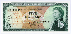 OSTKARIBISCHE STAATEN, East Caribbean Currency Authority, 5 Dollars ND(1965), Grenada.
I
P.14k
