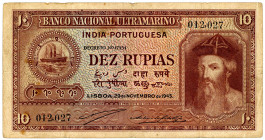 PORTUGIESISCH INDIEN, Banco Nacional Ultramarino, 10 Rupias 29.11.1945.
III-
Pick 36