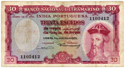 PORTUGIESISCH INDIEN, Banco Nacional Ultramarino, 30 Escudos 02.01.1959.
III-
Pick 41