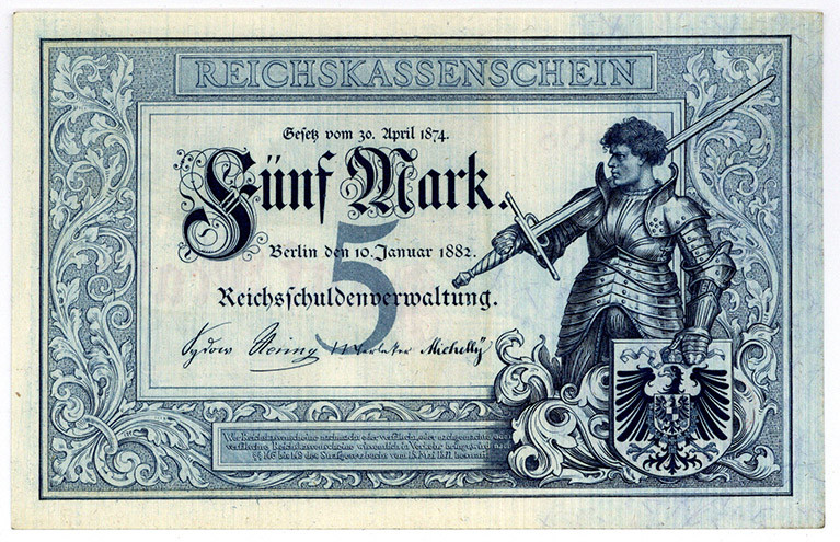 DEUTSCHES REICH BIS 1945, Reichsbanknoten und Reichskassenscheine, 5 Mark 10.01....