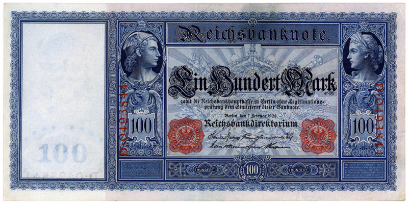 DEUTSCHES REICH BIS 1945, Reichsbanknoten und Reichskassenscheine, 100 Mark 07.0...