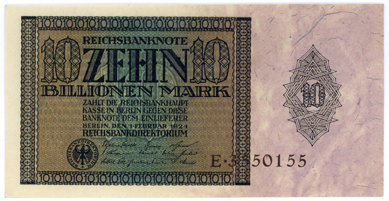 DEUTSCHES REICH BIS 1945, Geldscheine der Inflation, 1919-1924, 10 Billionen Mar...