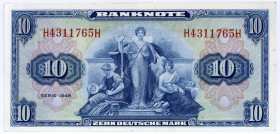 BUNDESREPUBLIK DEUTSCHLAND AB 1948, Noten der Bank Deutscher Länder, 1948-1949, 10 Deutsche Mark 1948, Serie H/H..
II
Ros.238; Grab.WBZ-5