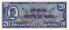 BUNDESREPUBLIK DEUTSCHLAND AB 1948, Noten der Bank Deutscher Länder, 1948-1949, 20 Deutsche Mark o.D (1948), Liberty.
I
Ros.246a; Grab.WBZ-9a