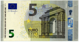 BUNDESREPUBLIK DEUTSCHLAND AB 1948, Euro-Banknoten, ab 2002, 5 Euro 2013. Fehldruck mit kopfstehendem Perlglanzstreifen.
III
Ros.EUR-1; Vgl.