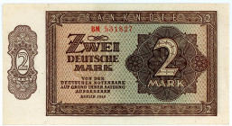 DEUTSCHE DEMOKRATISCHE REPUBLIK, 1948-1989, Ausgaben der Deutschen Notenbank, 1948-1964, 2 Mark 1948, UdSSR-Druck, Serie BM, KN 6-stellig.
I
Ros.341...