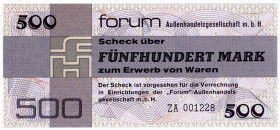 DEUTSCHE DEMOKRATISCHE REPUBLIK, 1948-1989, Schecks der Forum Außenhandelsgesellschaft, 1979, 500 Mark 1979, Austauschnote, Serie:ZA.
I
Ros.373b; Gr...