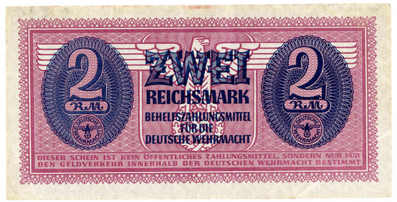 WEHRMACHTSAUSGABEN DES II. WELTKRIEGS, Behelfszahlungsmittel, 2 Reichsmark o.D.(...