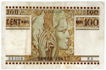 NEBENGEBIETE, Saarland, 1920-1948, Saarmark-Noten. 100 Mark 1947.
III
Ros.872; Grab.SAR-13