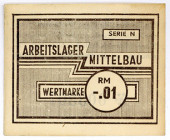 GEFANGENENLAGER, Mittelbau-Dora, Arbeitslager Mittelbau. 1 Reichspfennig o.D.(1940) Serie N. Minimale Braunfärbung am Rand.
I
Gra.Mi.1