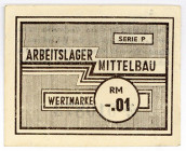 GEFANGENENLAGER, Mittelbau-Dora, Arbeitslager Mittelbau. 1 Reichspfennig o.D.(1940) Serie P.
I
Gra.Mi.1