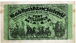 NOTGELD BESONDERER ART, Bielefeld, 5 Millionen Mark 11.08.1923, Leinen. Etwas fleckig, sonst I-.
II
Gra.80