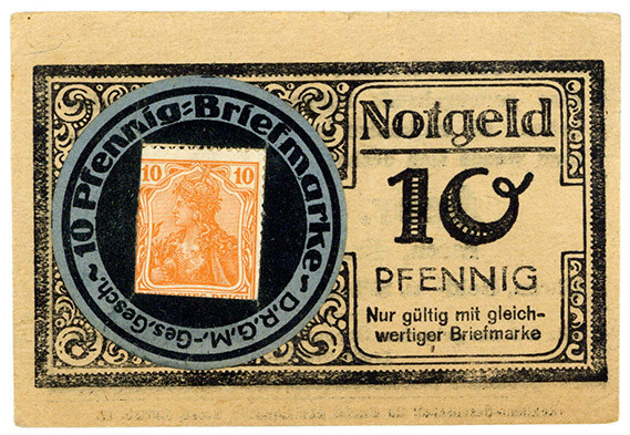 BRIEFMARKENNOTGELD, Essen, Gebr. Fischer, Grabenstr.86. 10 Pfennig o.D. Nicht be...