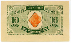 BRIEFMARKENNOTGELD, Köln, Math.Fegers. 10 Pfennig o.D. Germania.
I-
Ti3565.020.01
