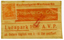 BRIEFMARKENNOTGELD, Köln, Stollwerk Gold. 10 Pfennig o.D. Wechselgeld-Wertmarke.
I
Ti3565.110.01