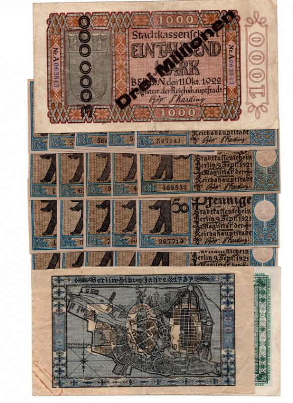 BERLIN, BRANDENBURG, Berlin, Stadt. 20x 50 Pfennig 09.09.1921, Stadtbezirke 1-20...