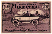 HAMBURG, Hamburg, Thomsen Mikromobilgesellschaft. 20 Mark o.D.-Ende 1923.
II-
HH 274