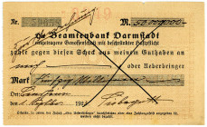 HESSEN, Bensheim, Beamtenbank Darmstadt. Kundenscheck über 50 Millionen Mark 01.10.1923.
II
Ke.-