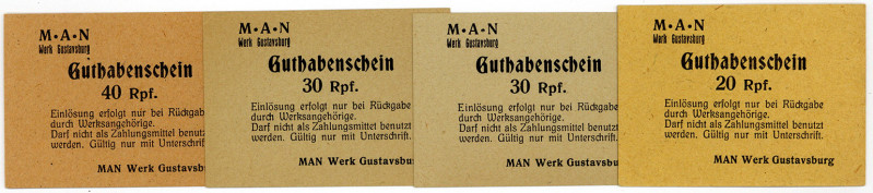 HESSEN, Gustavsburg, MAN Werk Gustavburg. 20, 30(2x), 40 Reichspfennig o.D.(1946...