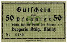 HESSEN, Mainz, Drogerie Krug. 50 Pfennig o.D., ohne Stempel.
I
Ti.4350
