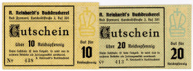 NIEDERSACHSEN, Bad Pyrmont, A.Reinhardt's Buchdruckerei. 10, 20 Reichspfennig o.D. mit KN. 2 Scheine.
I
Schö.3491-; 92