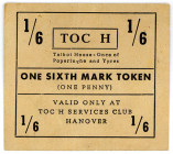 NIEDERSACHSEN, Hannover, TOC H Service Club. 1/6 Mark =1 Penny (britische Besatzung). Nicht im Schöne-Katalog.
II