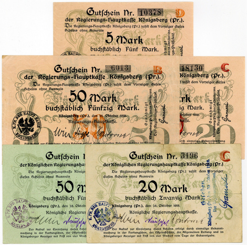 OST-, WESTPREUSSEN, POSEN UND GRENZMARK, Königsberg, Regierungshauptkasse. 20 Ma...