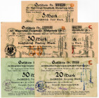 OST-, WESTPREUSSEN, POSEN UND GRENZMARK, Königsberg, Regierungshauptkasse. 20 Mark (III); 50 Mark (III) je 2 HU+1 FUS, 5 Mark (I), 20 Mark (I), 50 Mar...