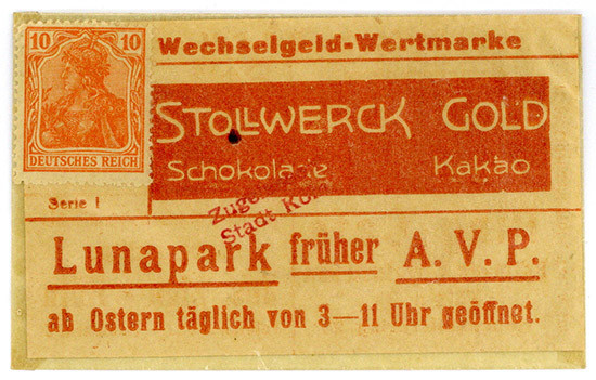 RHEINPROVINZ, Köln, Stollwerk Gold. 10 Pfennig o.D. Wechselgeld Wertmarke.
I
T...