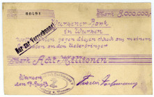 SACHSEN, Wurzen, Friedrich Zachmann. 8 Millionen Mark 17.08.1923, hektographischer Schein auf Wurzener Bank.
I-
Bü.7389