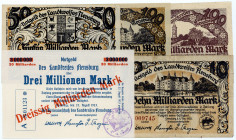SCHLESWIG-HOLSTEIN, Flensburg, Landkreis. 30 Milliarden Mark, Überdruck auf 3 Millionen 27.8.1923. 10, 50 Milliarden Mark 3.11.1923. 100 Milliarden Ma...