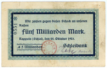 SCHLESWIG-HOLSTEIN, Kappeln, Schleibank. 5 Milliarden Mark 25.10.1923.
II
Ke.2579e