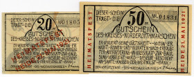 SCHLESWIG-HOLSTEIN, Norderdithmarschen, Kreis. 20, 50 Pfennig o.D. mit KN, beide mit rotem Aufdruck: Heimatfest Heide 21.Mai 1921. 2 Scheine.
I
Lind...