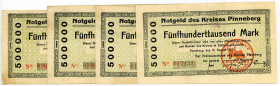 SCHLESWIG-HOLSTEIN, Pinneberg, Kreis. 4x 500.000 Mark 13.08.1923. 4 Scheine.
III
Ke.4312a