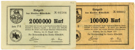 SCHLESWIG-HOLSTEIN, Tönning, Kreis Eiderstedt. 100.000 Mark, 2 Millionen Mark, beide 23.08.1923.
I-/III
Ke.1260
