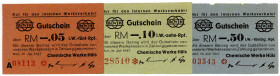 WESTFALEN, Marl, Chemische Werke Hüls. 5, 10, 50 Reichspfennig Juli 1947.
I/II+
Schö.1521-; 23