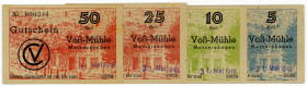WESTFALEN, Meinerzhagen, Voß-Mühle. 5, 10, 25, 50 Reichspfennig, gültig bis 31.05.1948.
I
Schö.1531-; 34