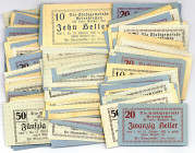 ÖSTERREICH, Grieskirchen, Stadtgemeinde. Etwa 183 Scheine mit vielen verschiedenen Werbungen auf der Rs. Meist gute Erhaltungen.