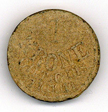 TSCHECHOSLOWAKEI, Landskron, M.Pam & Co. 1 Krone 01.10.1914. Münze aus Pappe.
I...