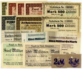 NOTGELD - SAMMLUNGEN, Kleines Lot Notgeld, dabei Chemnitz, Moll-Werke; Heiligenstadt, Gonsawa und Blumenthal. 15 Scheine.