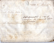 DOKUMENTE, Assignment (Abtretungsvertrag) auf Pergament vom 18. Apr. 1838 über 150 engl. Pfund als Hypothek von Mr. Richard Wjite an Mr. Benjamin Jame...