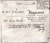 DOKUMENTE, Assignment (Abtretungsvertrag) auf Pergament vom 12. Dez. 1879 über 700 engl. Pfund an Erbbaurecht Rev. d M. Rosenthal an Mrs. Anna Wedde. ...